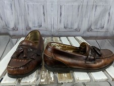 chaps Mens comfort dress flats loafers slip on shoes 10.5 leather distressed tan