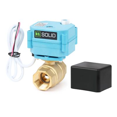 U. S. Solid Motorized Ball Valve w/ Waterproof Cover 3/4in Brass AC 110-230V
