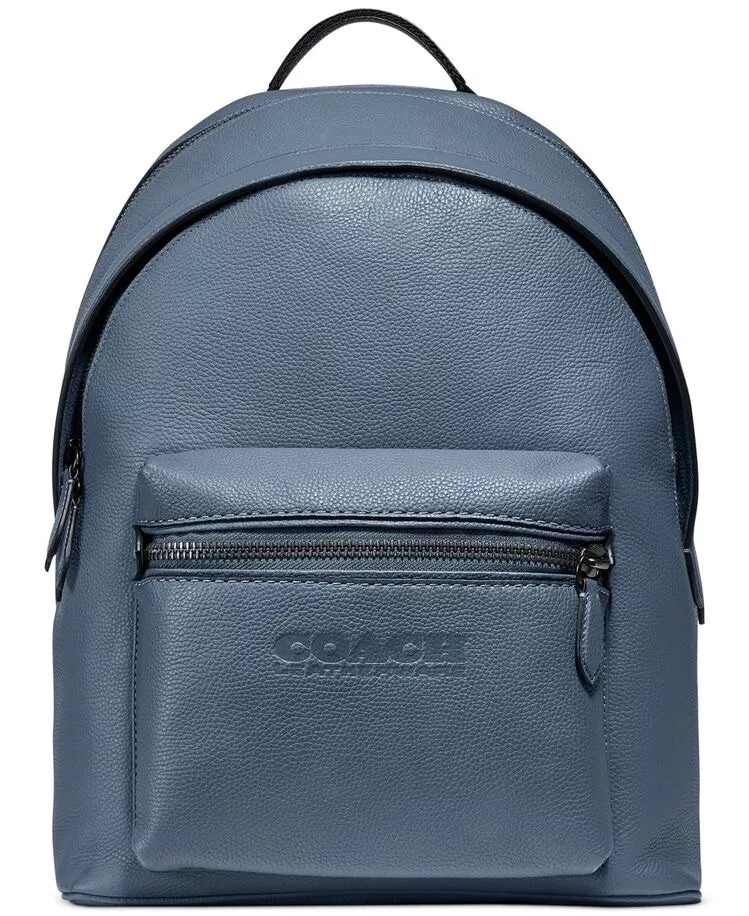 Coach blue sales leather backpack