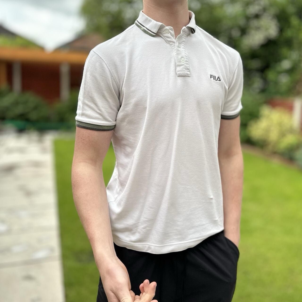 Polo FILA panna uomo taglia media retrò colletto casual estiva maglietta