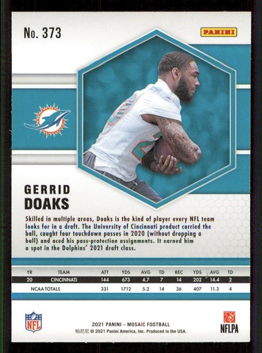 2021 Panini Mosaic #373 Gerrid Doaks RC - Picture 2 of 2