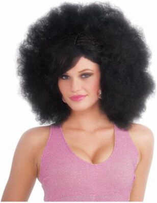 Funky Pop Afro Wig Black Disco Fancy Dress Up Halloween Adult