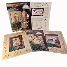 Homespun Elegance Cross Stitch Christmas Santa Claus Crescent Lot of 5 Leaflets