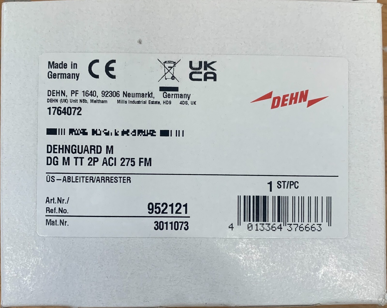 DEHN 952121 Scaricatore DG M TT 2P CI 275 2 moduli