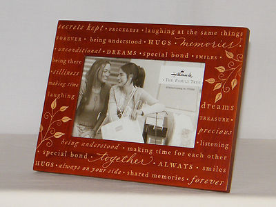 New Hallmark 4x6 Wood FamilyTree TableTop Phrase Photo Frame . Memories . Dreams