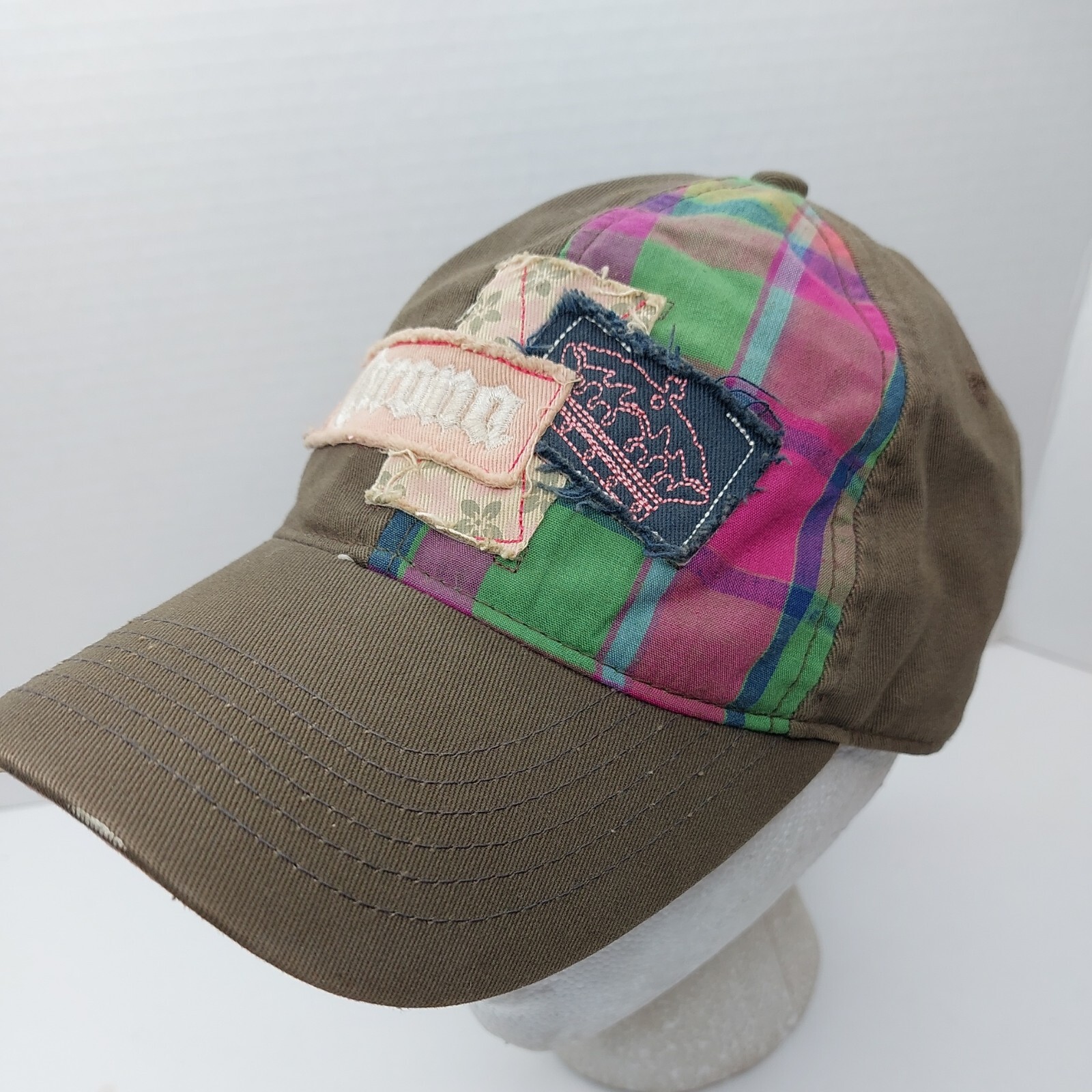 Corona Plaid Patchwork Strap back Hat Cap Mas Fina - image 7
