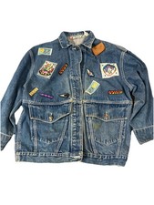 Vintage 90s MJ Records Denim Jacket Belted Pa...