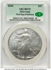 2026 Silver Eagle First Day Of Delivery CACG MS70