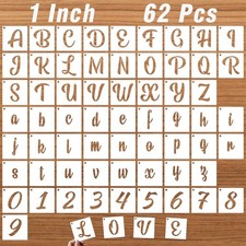 1 Inch Letter Stencils for Painting on Wood, 62 Pcs Calligraphy Alphabet and ...