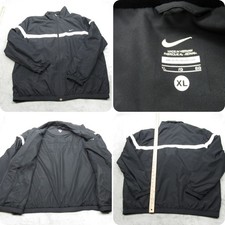 Nike Jacket Mens XL Black Lightweight Packable Mesh Lined Full Zip Windbreaker