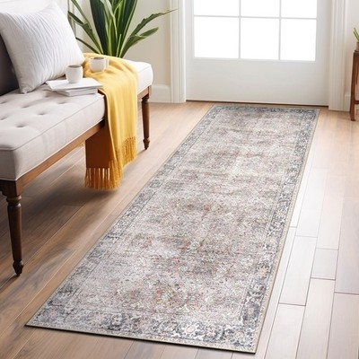Rugshop Carpet Runner Vintage Distressed Machine Washable Rugs Non Slip Rugs 2x7