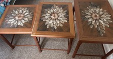 Vintage Danish Nest Of 3 Tables Tiled Top MobelFabrikken Toften Teak 70s Trans
