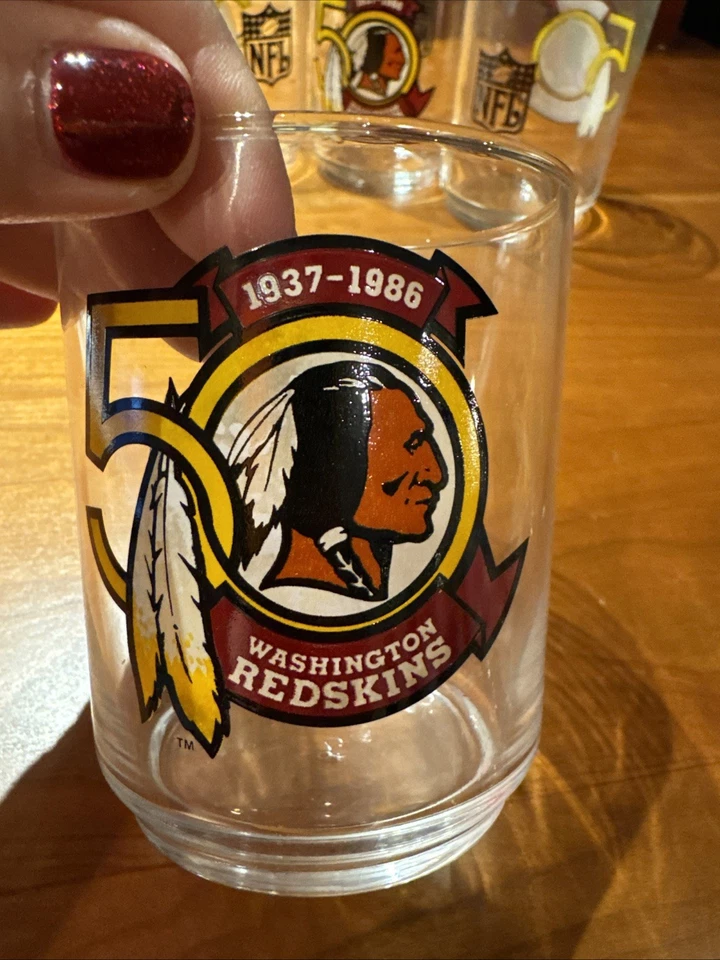 ТАКАЯ РЕДКАЯ! Набор из 6 хайбольных очков Washington Redskins 50th Anniversary 1986 - Изображение 2 из 4