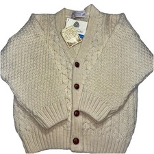 Highland Home Industries Kids Medium Scotland Aran Cable Knit Wool Sweater NWT