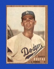 Ex.Mt. +++ to Nr.Mt. 1962 Sandy Koufax Topps Baseball Card#5/Los Angeles Dodgers