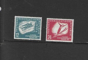 Winter Sports Topical Set- Germany (GDR) Scott 76-77-Issued 1951 -OG MVLH