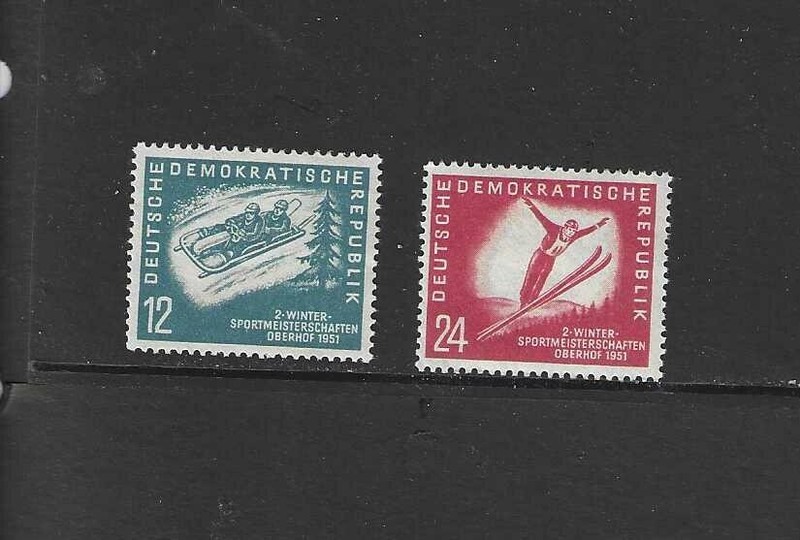 Winter Sports Topical Set- Germany (GDR) Scott 76-77-Issued 1951 -OG MVLH