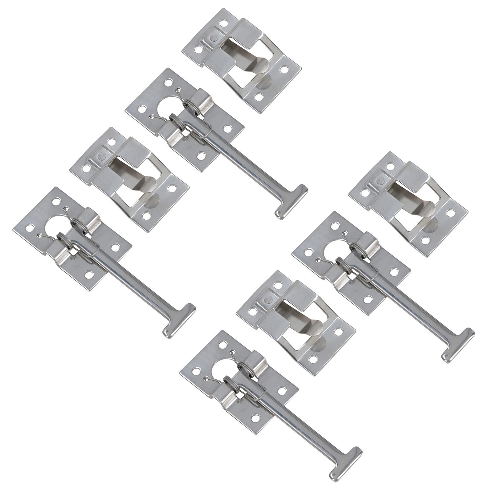 Stainless Steel Door Retaining Hook and Catch Plate Trucks Caravans Trailers 4pk