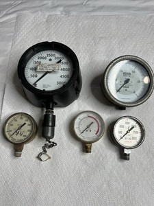 Vintage Lot Of 5 Pressure Gauges, Edward’s, Ashcroft, NCG, Continental, Matheson