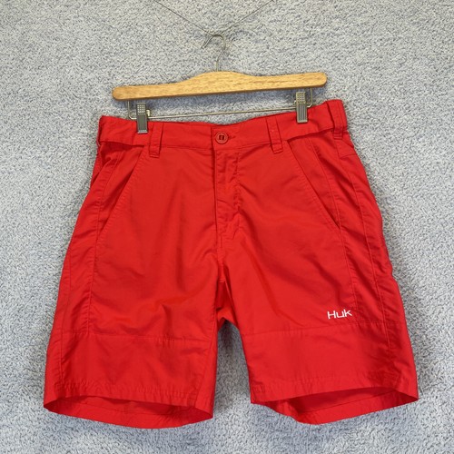 Huk Performance Fishing Shorts Men's Medium Red Quick Dry Lightweight