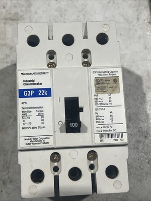  Automation Direct G3P 22k 100A 3P Circuit Breaker, Used, Free Shipping 