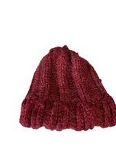 Handmade Chunky Knit Beanie Hat Marled Oxblood Red Winter Cap Adult Unisex