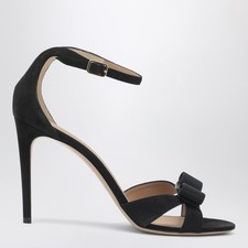 FERRAGAMO Vara Bow Black Suede Sandals New Authentic