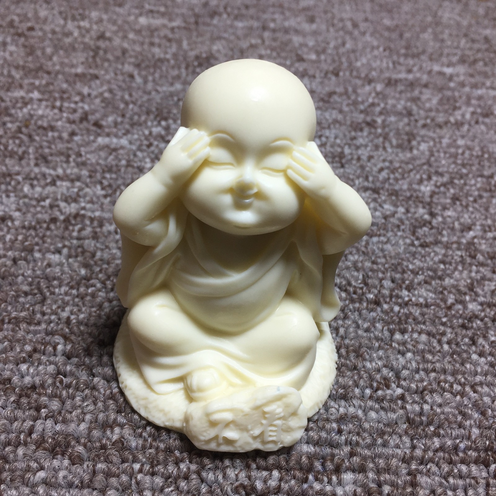 Natural Corozo Nut Quartz Crystal Hand-Carved Sanbu Monk Tea Pet 3PC Healing