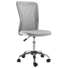 Image of Armless Office Chair Grey, 43cm Mesh Padded Height Adjustable 90-100cm 5Wheels.