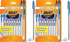 2 Pack of 10 Ballpoint Pen - Blue Ink Ball Point Pens for Office Writing School
