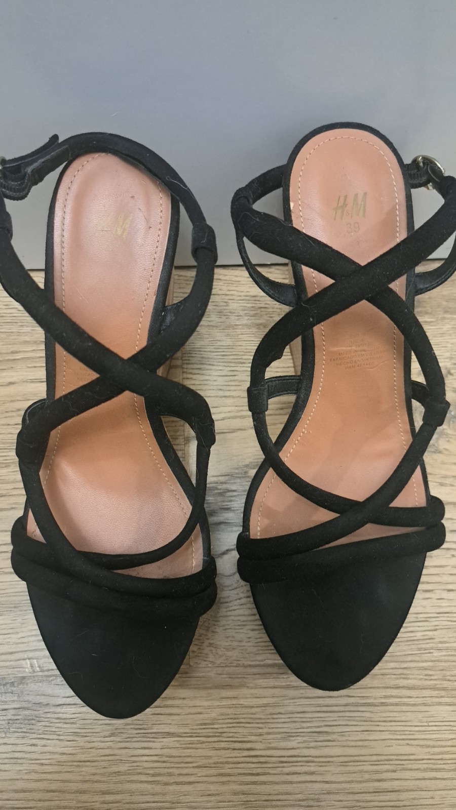 H & M Black Cork Wedge Platform Shoes Size 39 8.5 thumbnail 3