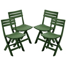 4 SEDIE PIEGHEVOLI VERDI IN RESINA DA GIARDINO SALVASPAZIO MOD. BIRRERIA