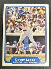 1982 Fleer Davey Lopes Baseball Card #12 Dodgers 2B VG O/C
