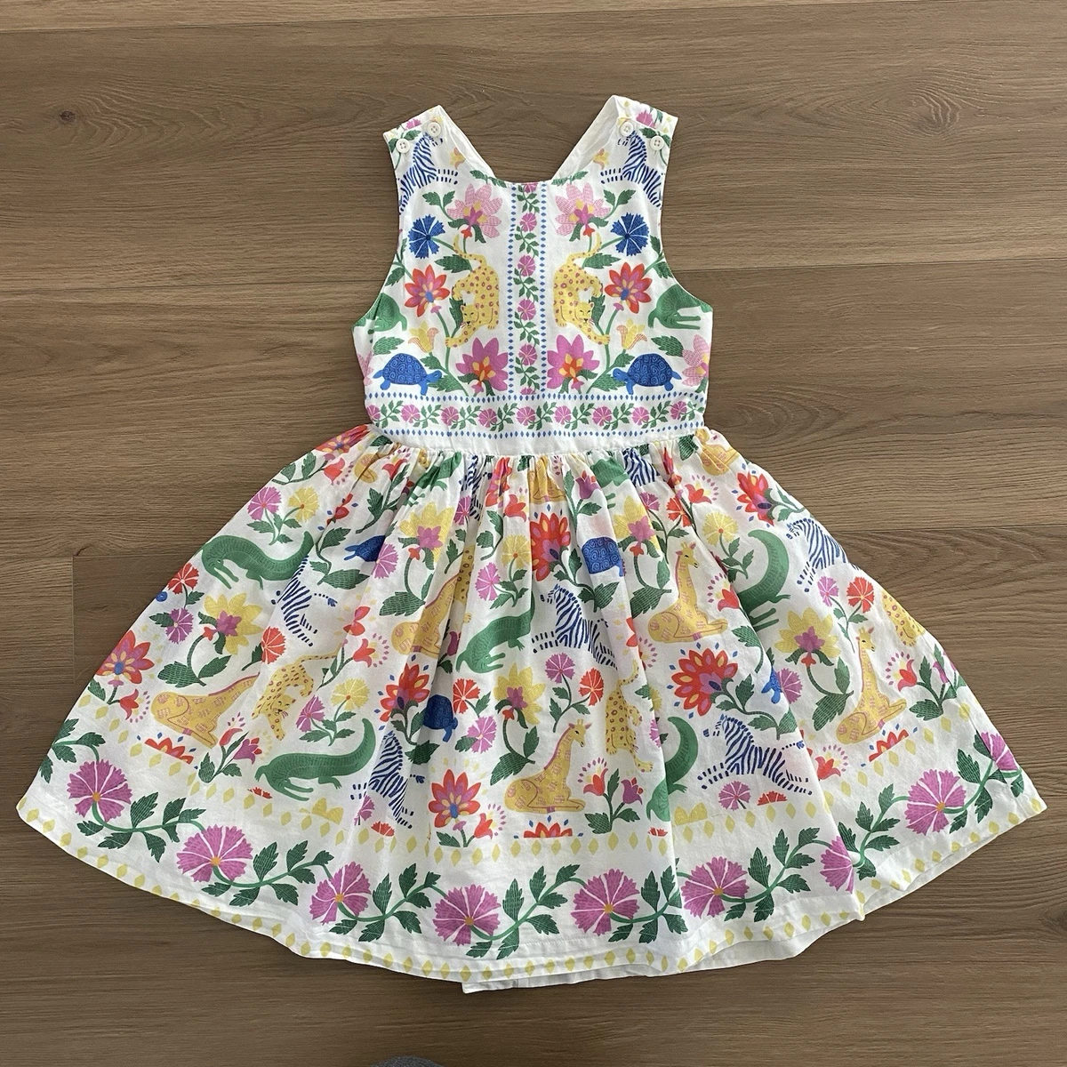 Robe Fille Mini Boden - Pois Gris Et Blanc, Taille 9-10 Ans, Coton, Très Bon état