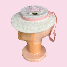 CRISP 1950s Creamy White Pink Florals Hat Fascinator