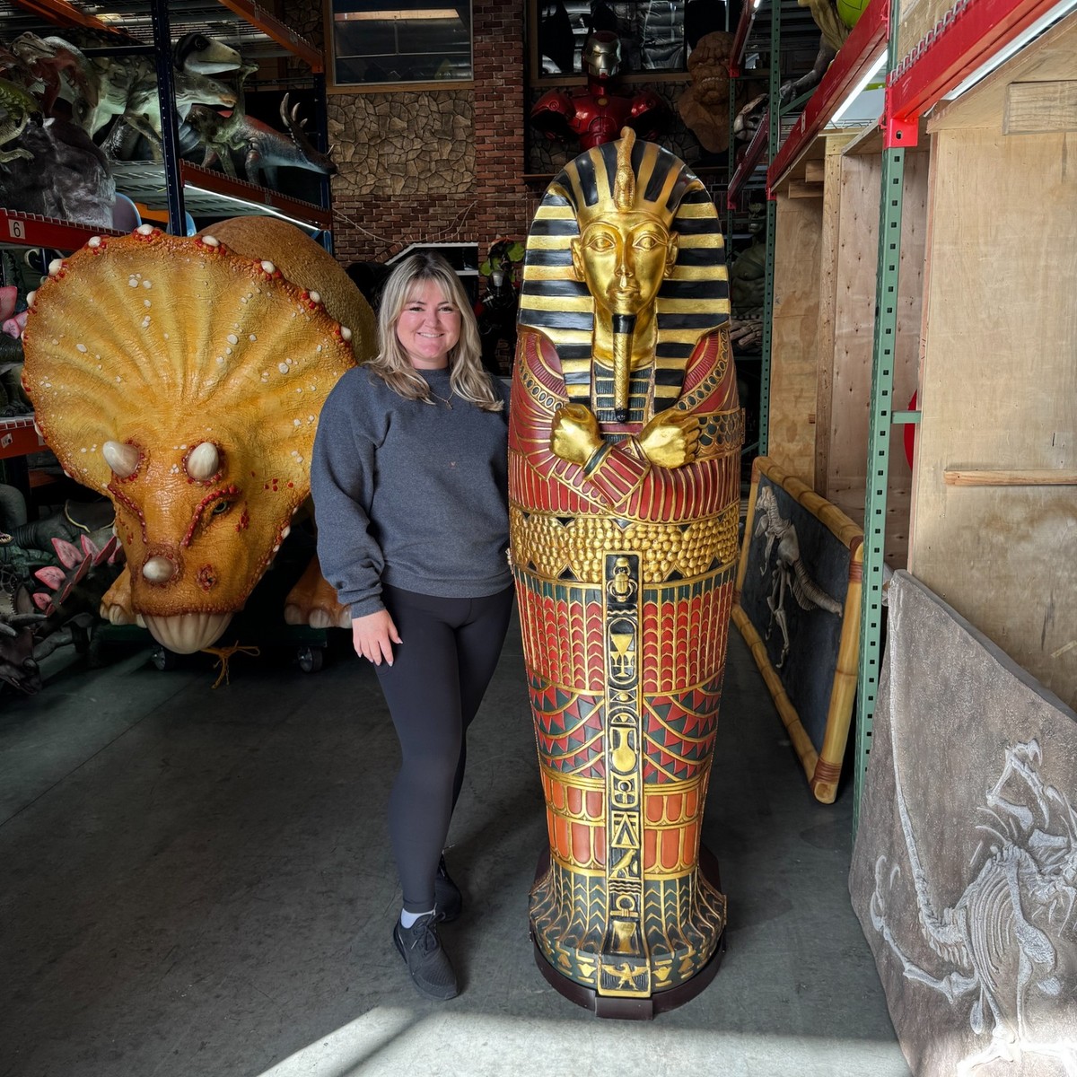 King Tut Sarcophagus Egyptian CD/DVD Cabinet Life Size Statue