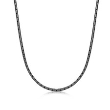 Gray Ion Plated Stainless Steel 4MM Cobra Chain Necklace - 24 Inch