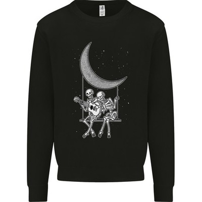 Skelett an Der Mond Spielen Gitarre Kinder Sweatshirt Pullover