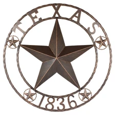 Texas 1836 Metal Barn Star Circle Rope Ring Brushed Copper Finish 24 inch