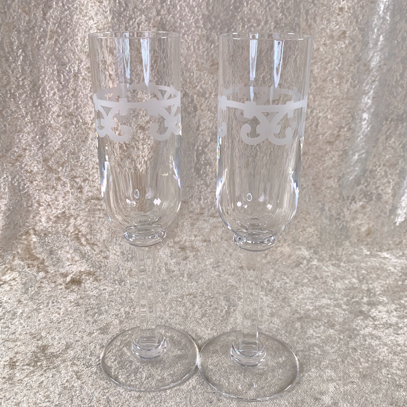 Hermes Crystal Champagne Glass Balcon de Guadalquivir Tableware Set of 2 w/ Box thumbnail 3