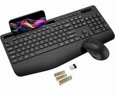 Set Tastiera e Mouse Wireless 2.4G Ergonomico Senza Fili con Supporto Polso SABLUTE