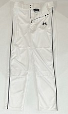Under Armour Boys Youth Baseball Pants White w/ Black Piping YXL