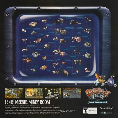 2004 Ratchet & Clank: Going Commando Orig 2-Page Game Print Ad 42x27cm EGM 177