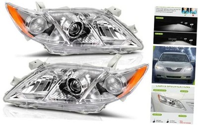 Projector Headlight Chrome Housing Amber Reflector Clear Lens Fit 07-09 Camry