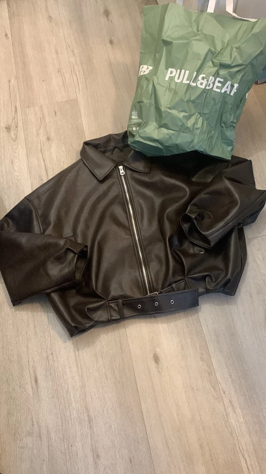 Veste en cuir pull and bear - Photo 3/3