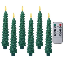 LED Flameless Taper Candles with Remote & Timer – 6 Pack Battery Operated Chr...