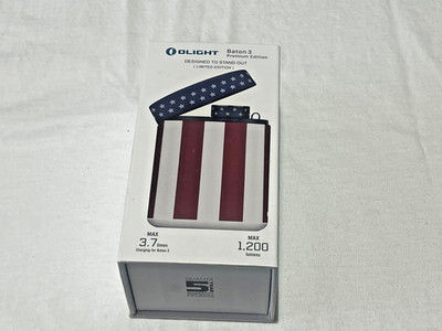 Olight Baton 3 Premium Edition stars and stripes.  Patriotic