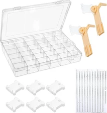 Prasacco Embroidery Floss Organizer 150 Bobbins 36 Compartment Storage Box with 