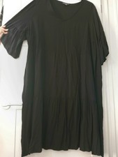 Autograph Women's Black Short Sleeve Knee-length Tiered Dress Plus Size 26 VGC