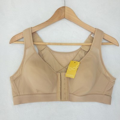 Delimira Front Close Bra Womens 38B Beige Posture Support Wire Free Adjustable